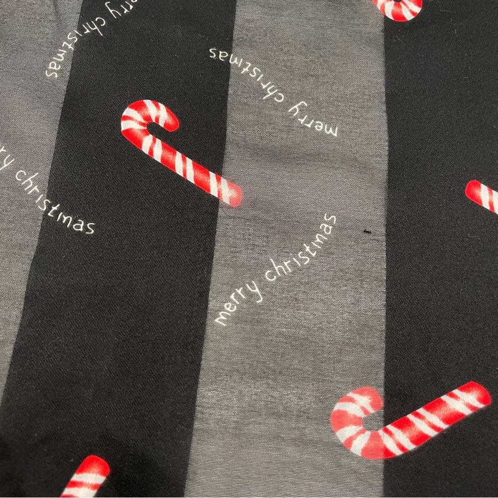 Vintage Christmas Scarf Candy Canes Square Sheer Stripes Holiday Red Black - Picture 5 of 8